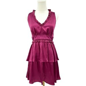 Amanda Uprichard Silk Tiered Mini Dress Small Y2K Romantic Soft Glam Ruffles